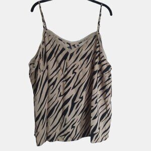 Ophelia Roe Cami Womens Size 3X Animal Instinct Print Beige Pattern Black